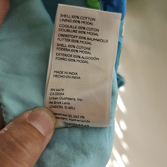 Maeve By Anthropologie Blue and Green Leaf Print Crop Top - Picture 6 of 7